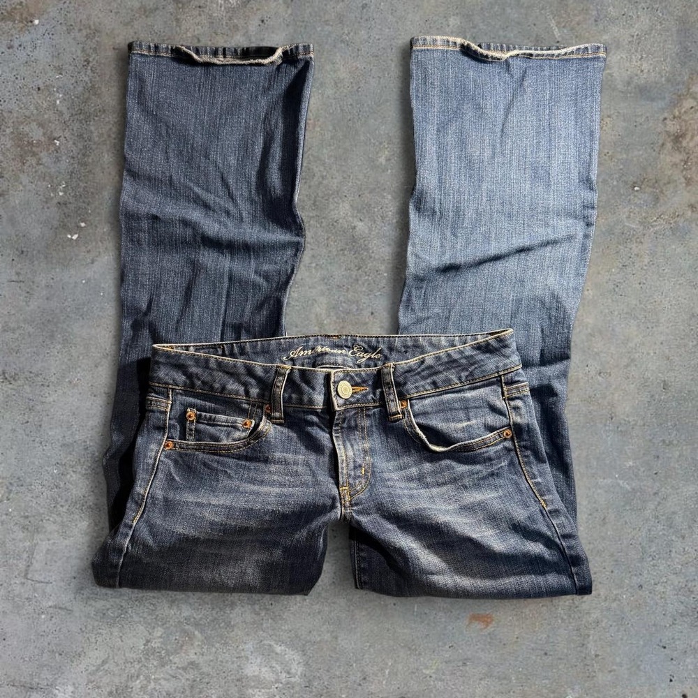 American Eagle Favorite Boyfriend Low Rise Flare Bootcut Jeans Blue Navy Size 6